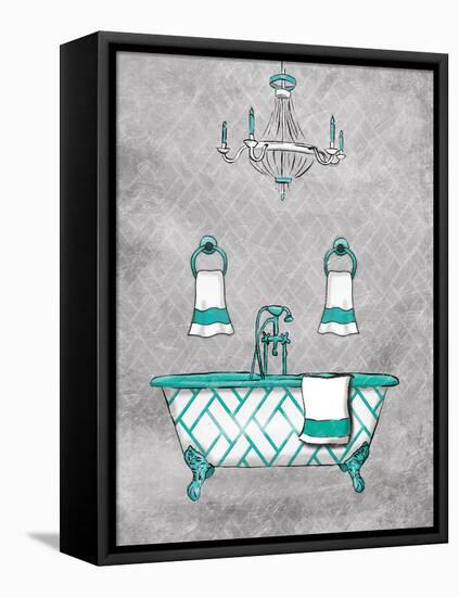 Teal Chip Borderless-Jace Grey-Framed Stretched Canvas