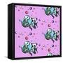 Teal Fish and Bubbles - Pink-Megan Aroon Duncanson-Framed Stretched Canvas