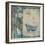 Teal Floral Bath Mate-Jace Grey-Framed Art Print