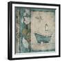 Teal Floral Bath Mate-Jace Grey-Framed Art Print