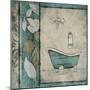 Teal Floral Bath Mate-Jace Grey-Mounted Art Print