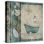 Teal Floral Bath Mate-Jace Grey-Stretched Canvas