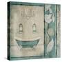 Teal Floral Bath-Jace Grey-Stretched Canvas