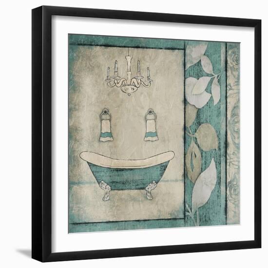 Teal Floral Bath-Jace Grey-Framed Art Print