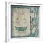 Teal Floral Bath-Jace Grey-Framed Art Print