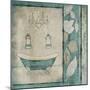 Teal Floral Bath-Jace Grey-Mounted Art Print