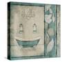 Teal Floral Bath-Jace Grey-Stretched Canvas