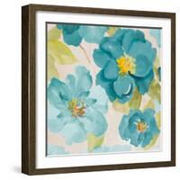 Teal Floral Delicate I-Lanie Loreth-Framed Art Print