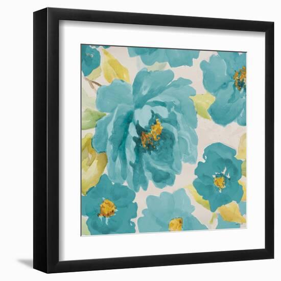 Teal Floral Delicate II-Lanie Loreth-Framed Art Print