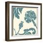 Teal Floral Motif II-Chariklia Zarris-Framed Art Print