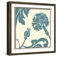 Teal Floral Motif II-Chariklia Zarris-Framed Art Print