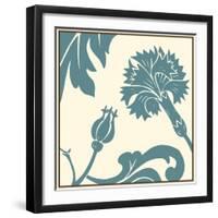 Teal Floral Motif II-Chariklia Zarris-Framed Art Print