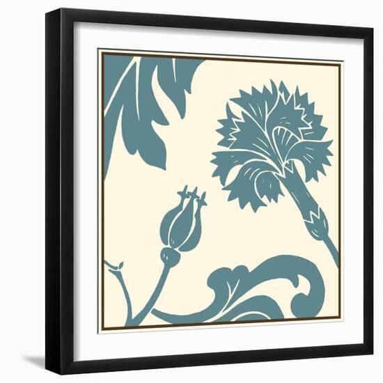Teal Floral Motif II-Chariklia Zarris-Framed Art Print
