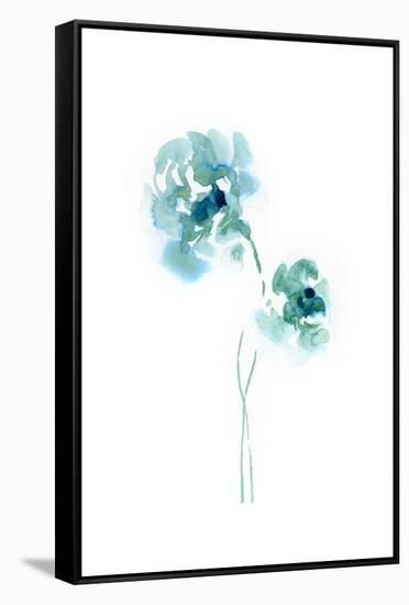 Teal Florals-Lesia Binkin-Framed Stretched Canvas