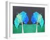 Teal Green Folksy Trees-Ruth Palmer-Framed Art Print