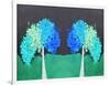 Teal Green Folksy Trees-Ruth Palmer-Framed Art Print