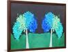 Teal Green Folksy Trees-Ruth Palmer-Framed Art Print