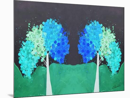 Teal Green Folksy Trees-Ruth Palmer-Mounted Art Print