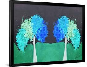 Teal Green Folksy Trees-Ruth Palmer-Framed Art Print