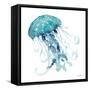 Teal Jelly Fish-Patti Bishop-Framed Stretched Canvas