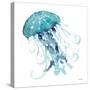 Teal Jelly Fish-Patti Bishop-Stretched Canvas