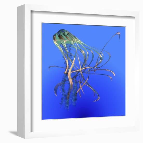 Teal Jellyfish Illustration-Stocktrek Images-Framed Art Print