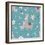 Teal Mama Llama Pattern-Lisa Norris Artworks-Framed Art Print