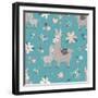 Teal Mama Llama Pattern-Lisa Norris Artworks-Framed Art Print