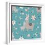 Teal Mama Llama Pattern-Lisa Norris Artworks-Framed Art Print