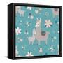 Teal Mama Llama Pattern-Lisa Norris Artworks-Framed Stretched Canvas