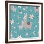 Teal Mama Llama Pattern-Lisa Norris Artworks-Framed Art Print