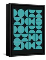 Teal Mid Century Composition-Eline Isaksen-Framed Stretched Canvas