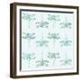 Teal Pattern with Dragonflies-ameu-Framed Art Print