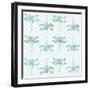 Teal Pattern with Dragonflies-ameu-Framed Art Print