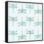 Teal Pattern with Dragonflies-ameu-Framed Stretched Canvas