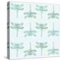 Teal Pattern with Dragonflies-ameu-Stretched Canvas