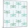 Teal Pattern with Dragonflies-ameu-Mounted Art Print