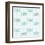 Teal Pattern with Dragonflies-ameu-Framed Art Print