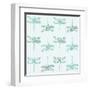 Teal Pattern with Dragonflies-ameu-Framed Art Print