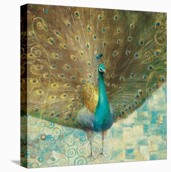 Teal Peacock on Gold-Danhui Nai-Stretched Canvas