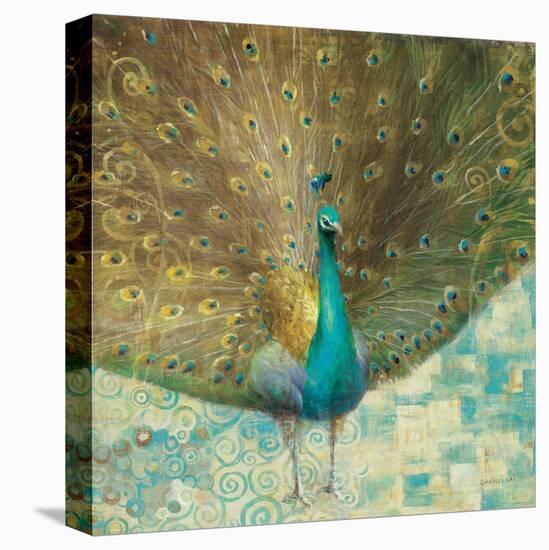 Teal Peacock on Gold-Danhui Nai-Stretched Canvas