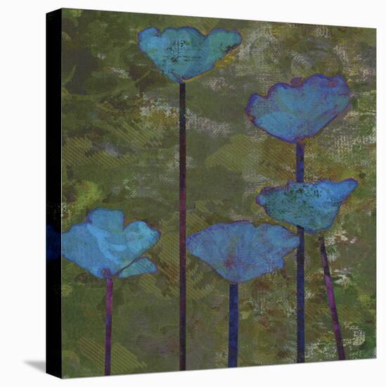Teal Poppies I-Ricki Mountain-Stretched Canvas