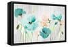 Teal Poppies on Wood-Lanie Loreth-Framed Stretched Canvas