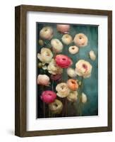 Teal Ranunculus 2-null-Framed Art Print