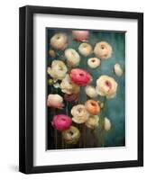 Teal Ranunculus 2-null-Framed Art Print