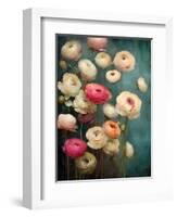 Teal Ranunculus 2-null-Framed Art Print