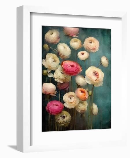 Teal Ranunculus 2-null-Framed Art Print