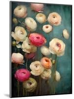 Teal Ranunculus 2-null-Mounted Art Print