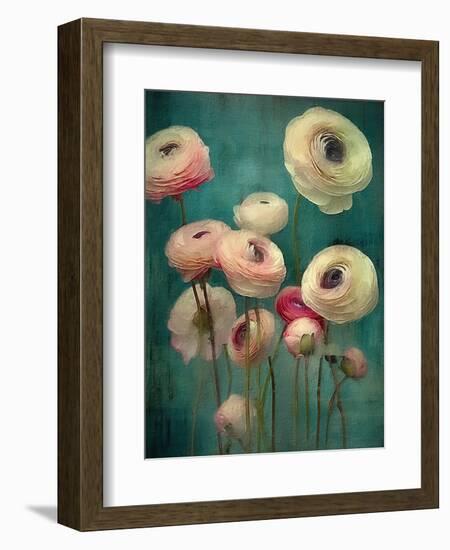 Teal Ranunculus 9-null-Framed Art Print