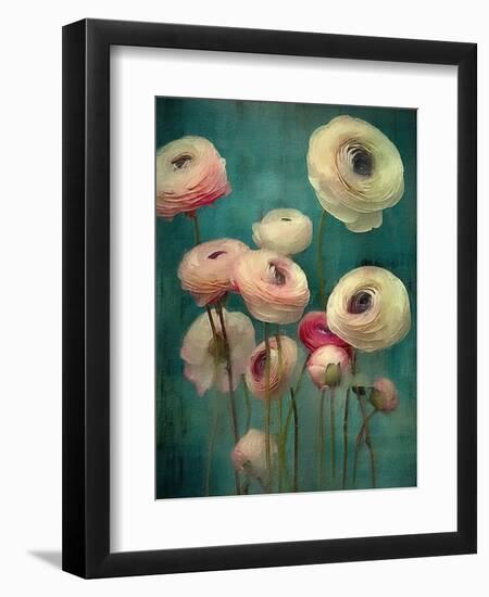 Teal Ranunculus 9-null-Framed Art Print